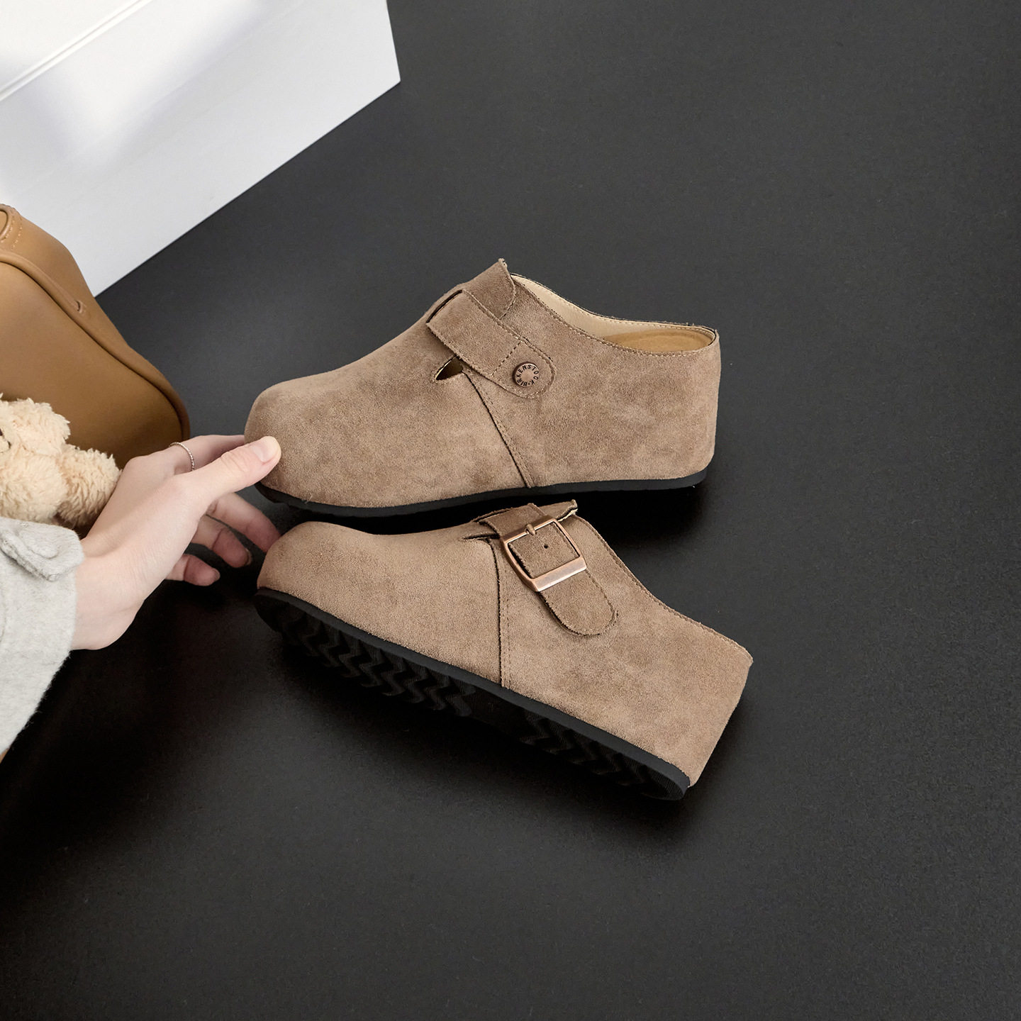 真皮内增高勃肯鞋女2026新款懒人一脚蹬厚底百搭单鞋包头半拖鞋,女鞋,勃肯鞋/软木鞋,淘宝优惠券,粉丝福利购,淘宝优惠卷