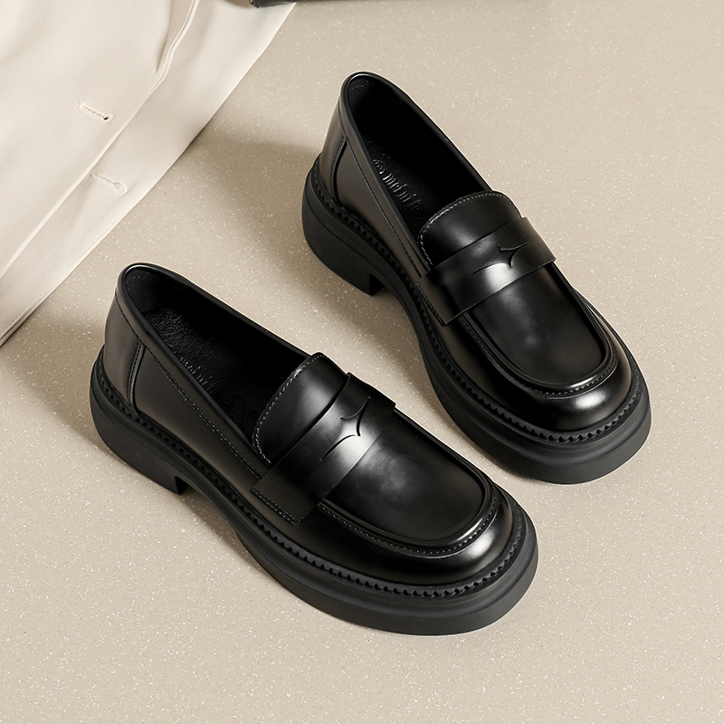 复古厚底小皮鞋小个子英伦风单鞋