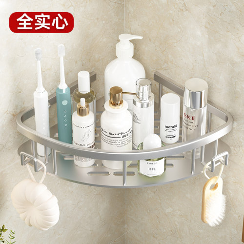 转角免打孔浴室置物架太空铝单层