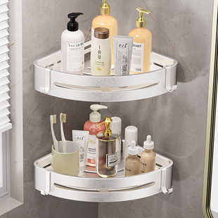 卫生间置物架太空铝三角四角架浴室转角架厕所壁挂收纳打孔免打孔