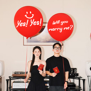 领证登记拍照工道具36寸红气球结婚官宣手持横幅摆跟拍仪式感装饰