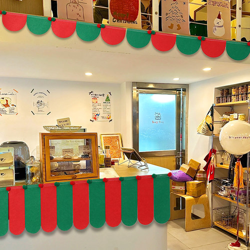 圣诞节三角旗橱窗店铺装饰布置