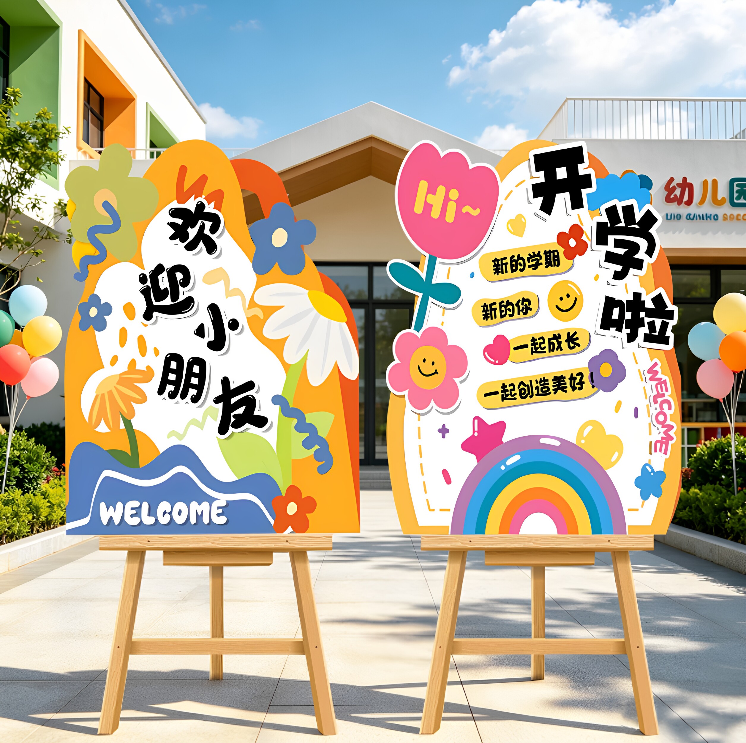 幼儿园开学典礼场景布置迎宾牌