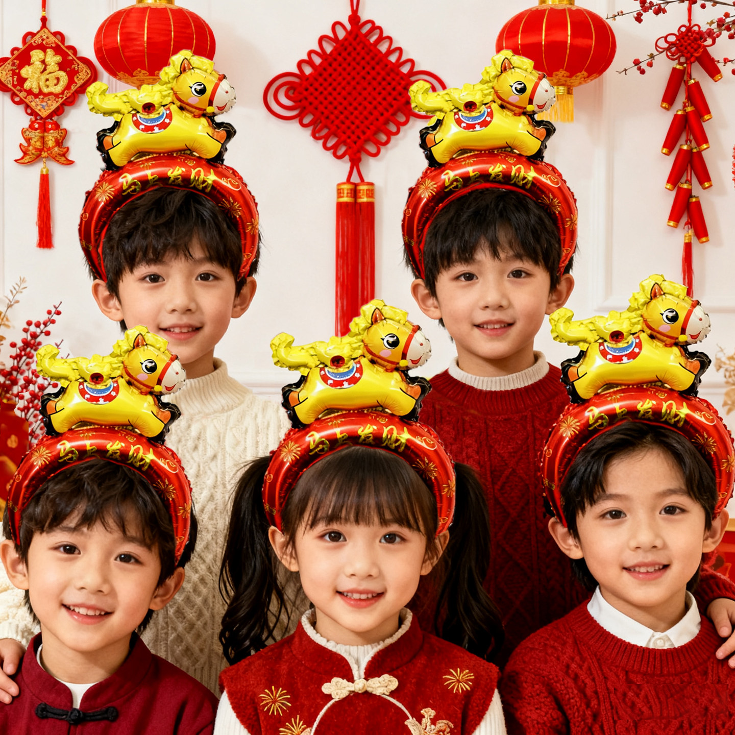 2026新年马年儿童发箍气球手持棒