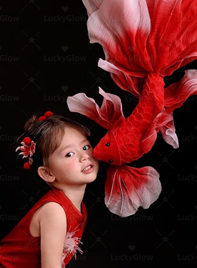 新年拍照道具红色锦鲤中式剪纸店铺橱窗房间背景墙装饰品摄影置景