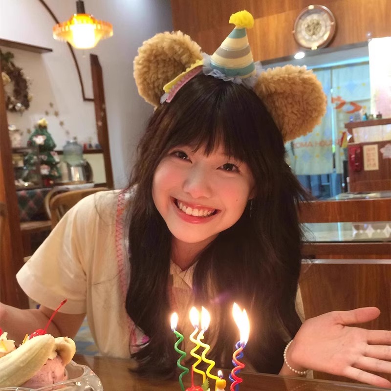 女孩儿童周岁生日帽派对小熊头箍发夹氛围感场景布置拍照道具装饰