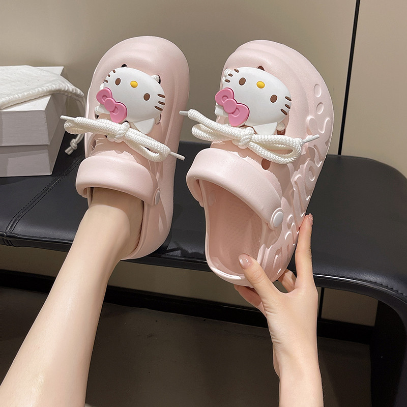 hellokitty厚底增高洞洞鞋女夏季外穿2026新款可爱卡通凉拖鞋学生