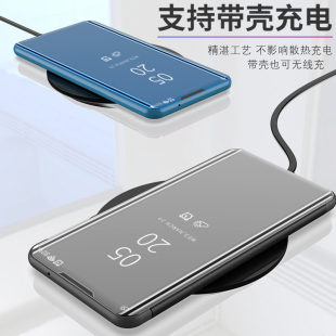 智能休眠皮套Samsung双面全包case 三星A22手机壳galaxy a225g时尚 简约盖乐世镜面侧翻盖式 cover超薄透明视窗