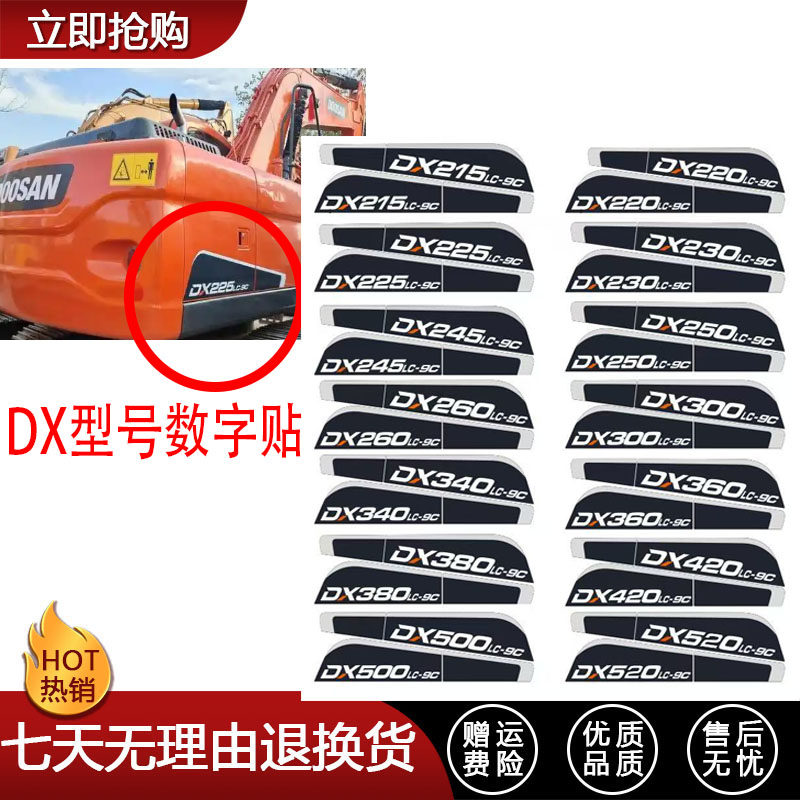 斗山挖机车标贴纸DX150-520LC