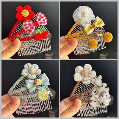 发梳插梳儿童发夹后脑勺花朵