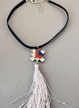 欧美饰品奢侈品牌皮绳流苏个性高级感轻奢小众女项链气质毛衣链