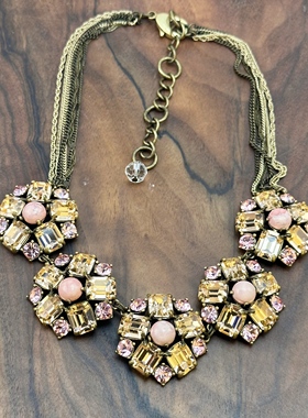 欧美中古饰品时尚轻奢小众天然石女士短款项链复古宫廷高级感颈链