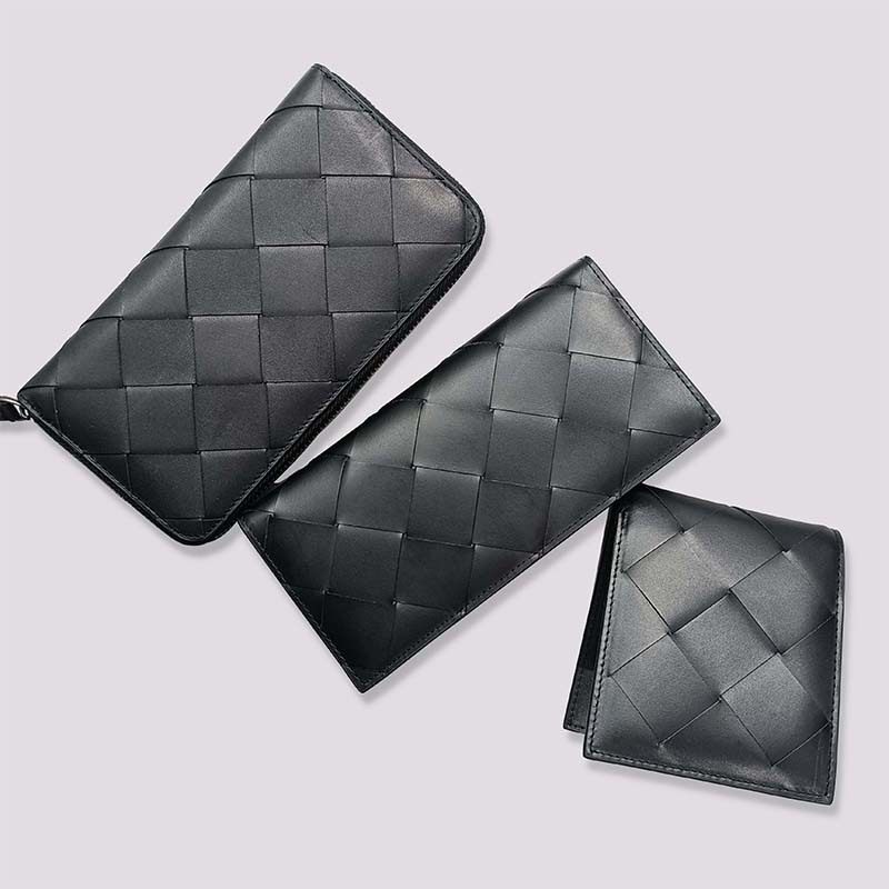 真皮大编男士长短款拉链钱包头层打蜡牛皮编织西装夹卡包