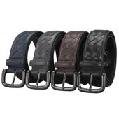 时尚 带牛仔男潮士牛皮腰带 男手工编织真皮皮带休闲针扣皮带裤