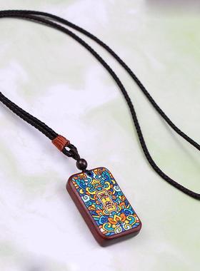 木质工艺无事牌彩绘项链