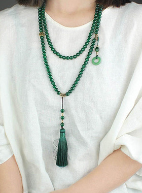 新中式斜跨项链女长宽流苏挂件