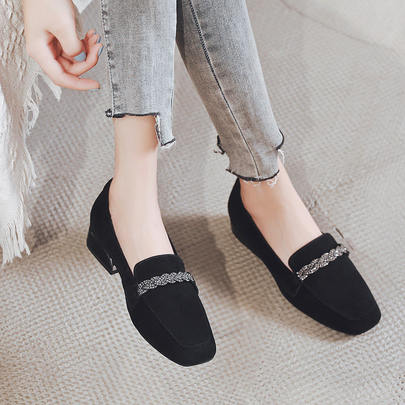 磨砂真皮女鞋2023年新款乐福鞋女春季平底皮鞋大码单鞋春秋豆豆鞋