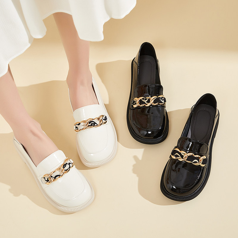 厚底乐福鞋女2023新款真皮女鞋英伦风小皮鞋春秋平底复古大码单鞋