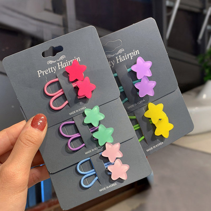 韩国糖果色扎头发小皮筋儿童宝宝荧光色星星发圈可爱发饰女不伤发