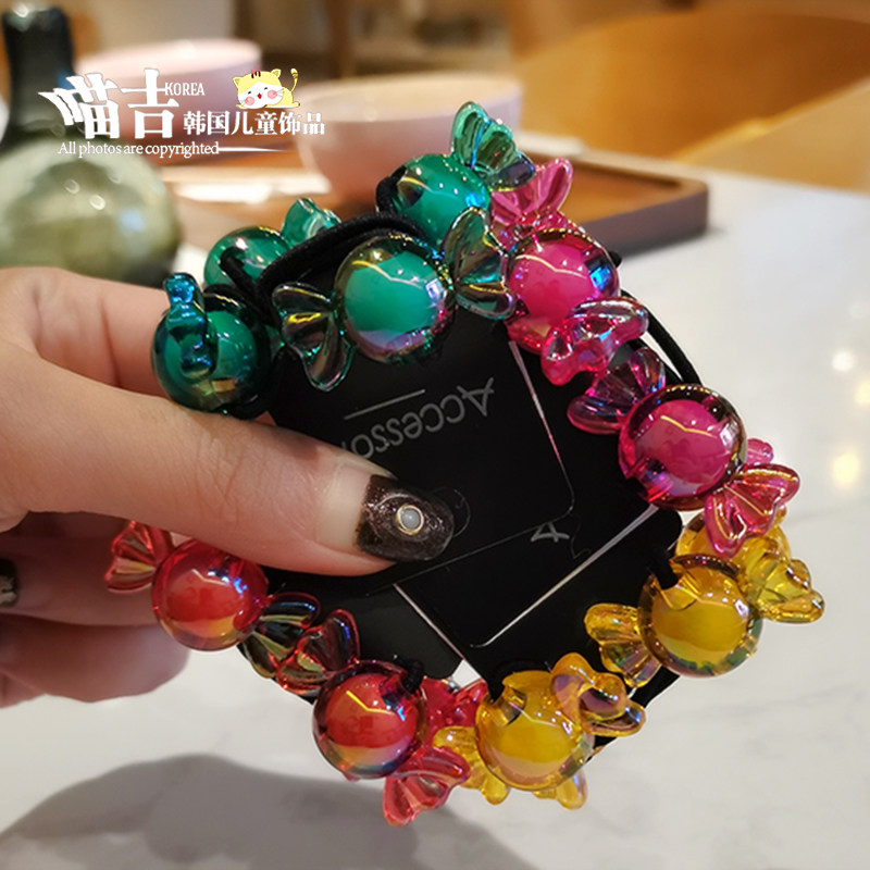 韩国东大门儿童宝宝彩色水晶糖果发圈头绳婴幼儿流光小鸭子橡皮筋