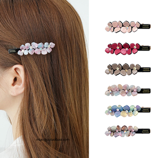 韩国FRANCE生如夏花 花朵水钻侧边夹刘海夹小发夹鸭嘴夹 气质法式