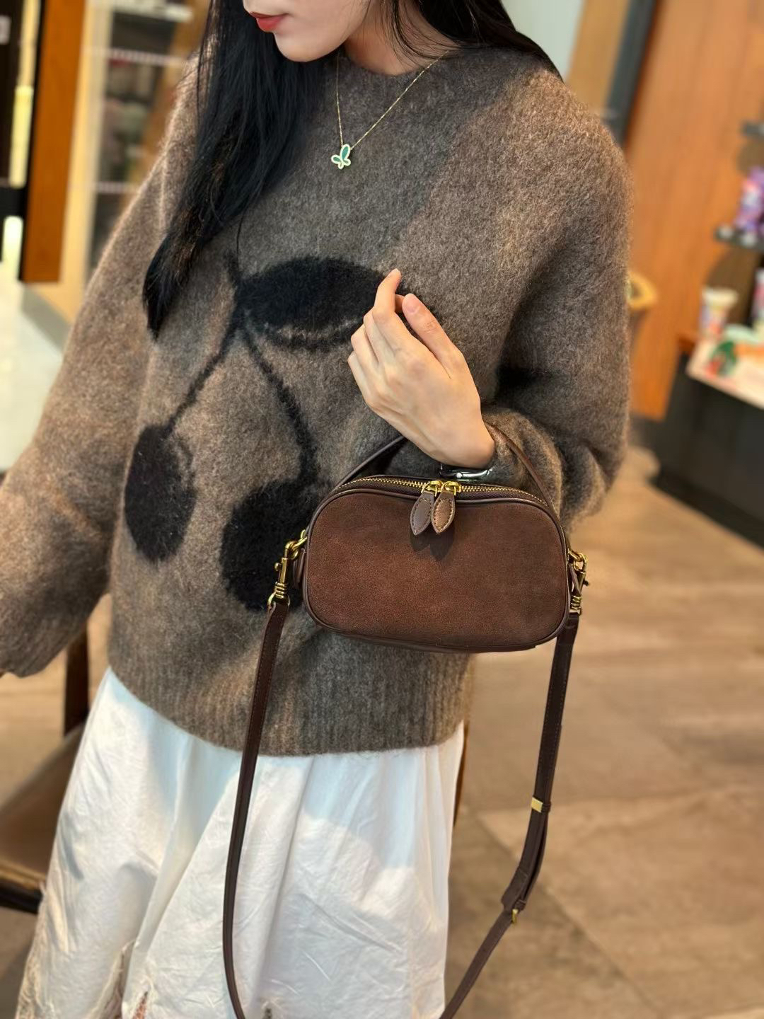 洋气真皮手提小包女2025新秋冬小众百搭手机包磨砂牛皮单肩斜挎包