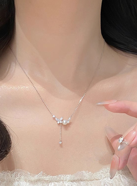 配裙子礼服珍珠蝴蝶项链女2025新款轻奢小众高级感日常百搭温柔风