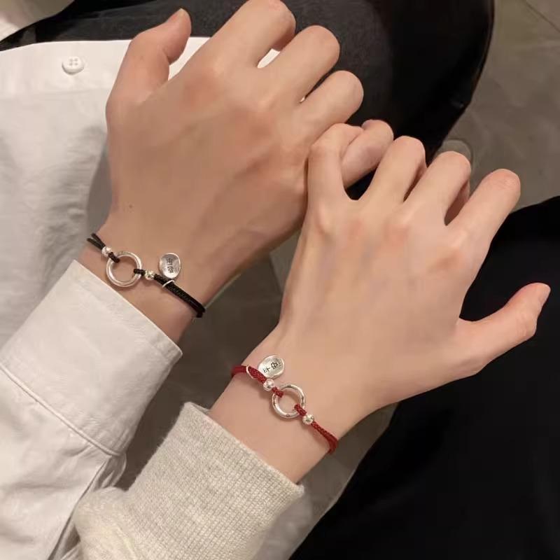 情侣一对编织绳925银小众手链