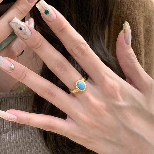 轻奢拉丝工艺复古滴蜡戒指