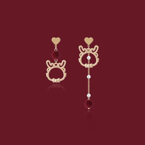 独特不对称本命年耳饰2026新款