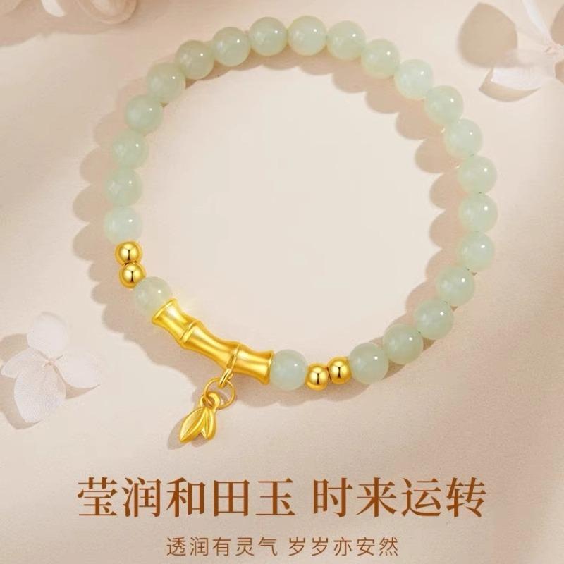 新中式竹节手链复古风转运珠串珠手串送女友情人节礼物女生首饰品