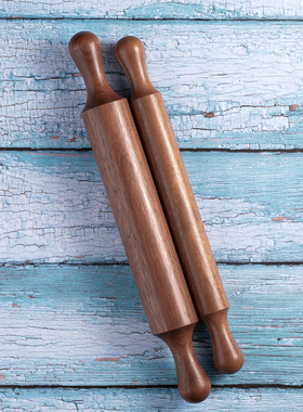 定轴擀面杖不二木作进口黑胡桃烘焙师一样粗双头小号酥皮实木大号