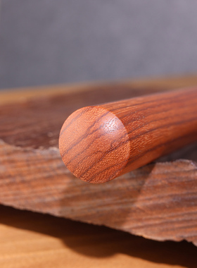 小圆头擀面杖不二木作天然食品级蜂蜡热熔抛光家用非洲红玫瑰木头