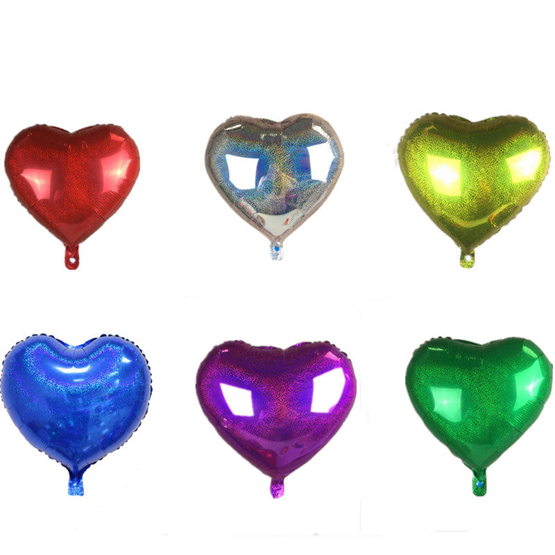18寸镭射心形气球 爱心气球 婚庆生日派对布置装饰心形铝箔气球