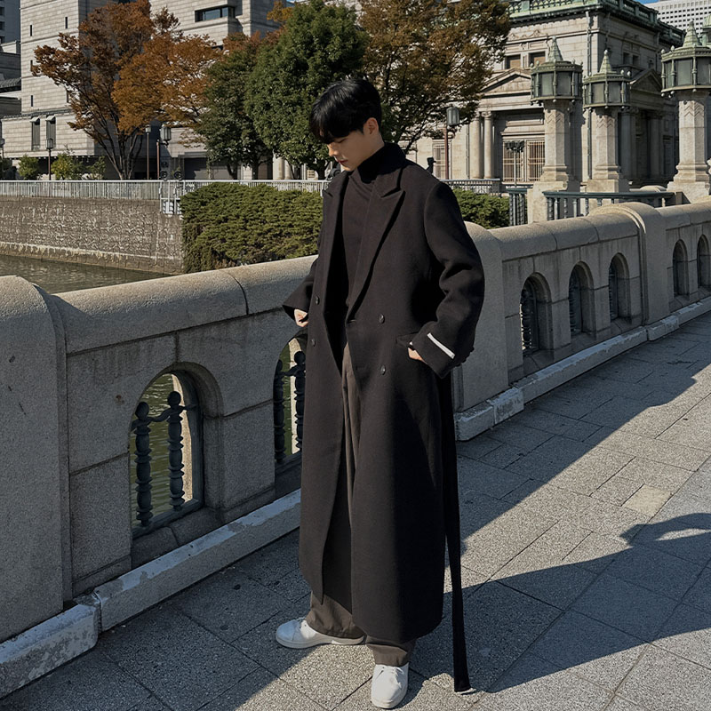 毛呢大衣男中长款冬季加厚高级感