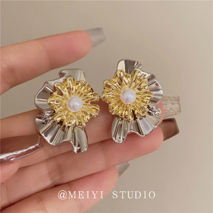 火树银花~两戴的法式金属撞色耳环 高级感轻奢仙气质时髦精致耳饰