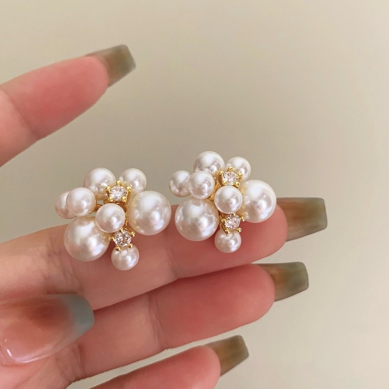 烟花祭~精致法式复古珍珠锆石耳钉 高级感小众气质日常通勤耳环潮,饰品/流行首饰/时尚饰品新,耳钉,淘宝优惠券,粉丝福利购,淘宝优惠卷
