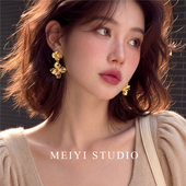 轻奢高级感气质显脸小耳饰潮 复古金属花朵耳环 印象花眠 精致法式