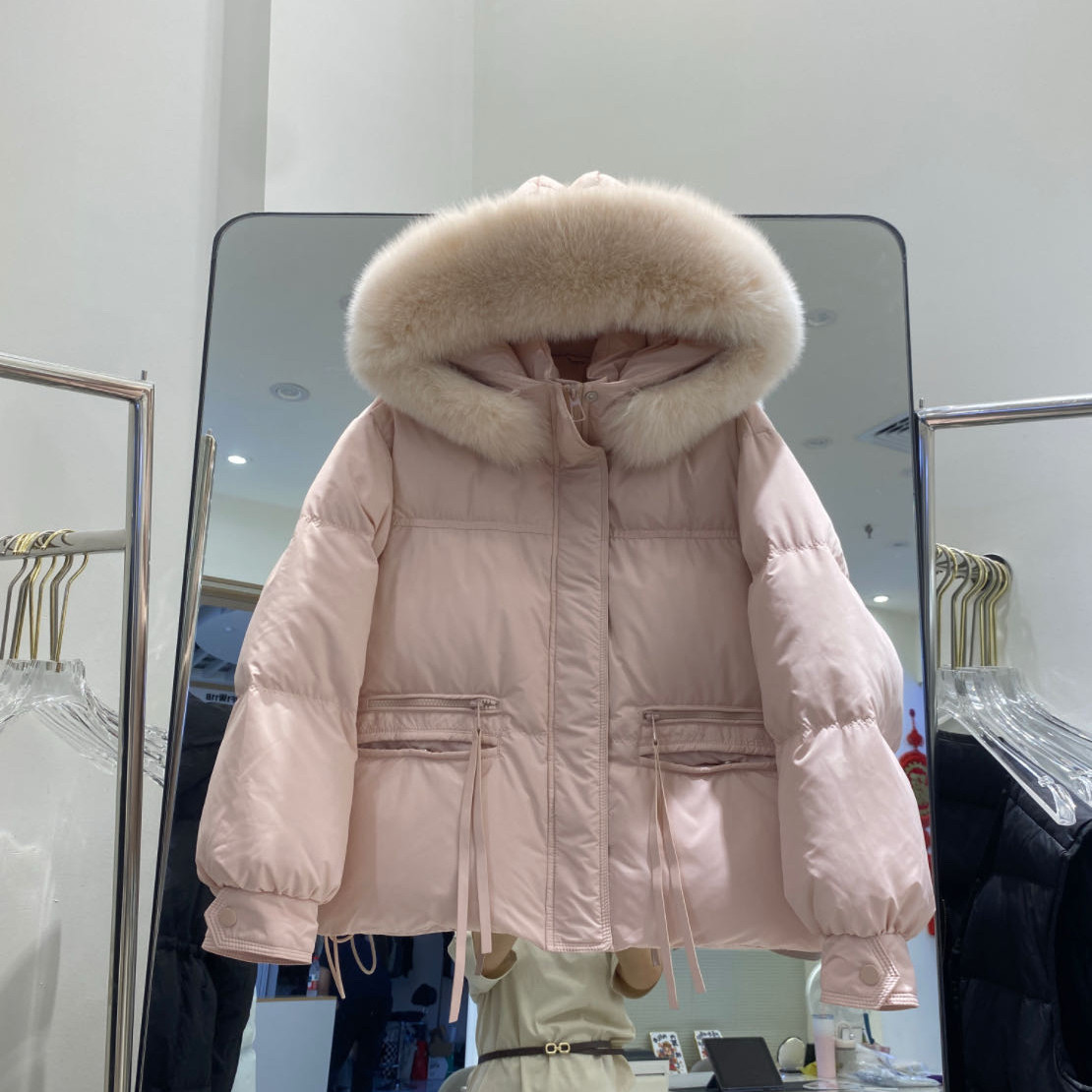 羽绒服女2026冬季新款狐狸毛大毛领连帽加厚白鸭绒显瘦保暖外套