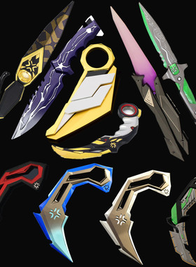 瓦罗兰特无畏契约兵器VCT爪刀紫金狂潮奇点折叠款冠军赛刀未开刃