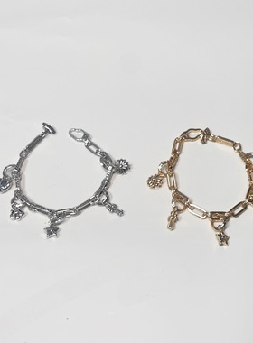 S925潮牌牌复古做旧十字架花魁手链女小众设计感高级轻奢手饰