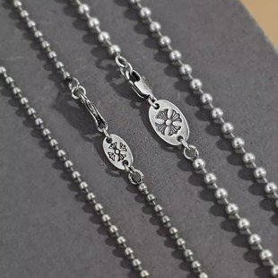 圆珠项链925做旧复古素链男女情侣链单链子百搭配链锁骨链
