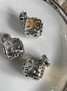 潮牌复古欧美做旧四叶草吊坠