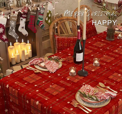 圣诞红色绒布ins经典氛围感桌布