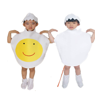 儿童鸡蛋表演服水果蔬菜亲子环保蛋黄造型演出服幼儿太阳走秀服装