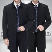 Áo khoác nam dài của Pierre Cardin áo khoác mùa thu và mùa đông ve áo trung niên áo khoác nam trung niên áo khoác dài - Áo gió