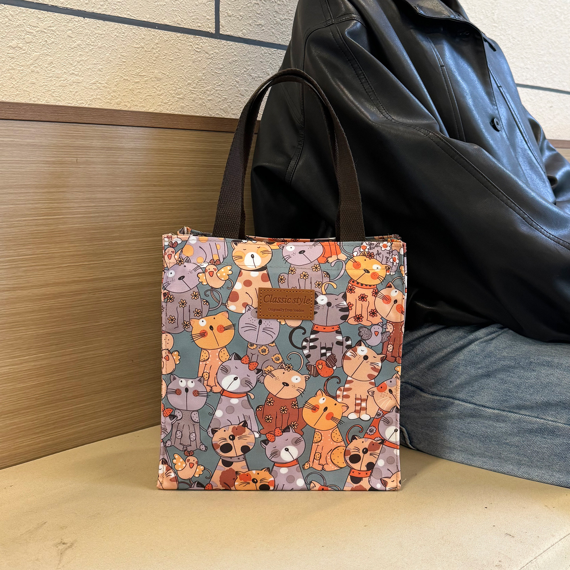 韩式卡通便携手提袋饭盒袋便当包防水上班通勤妈咪外出手拎小布包