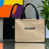 小众欧美风帆布包女大容量购物袋简约百搭外出手提袋单肩包妈咪包