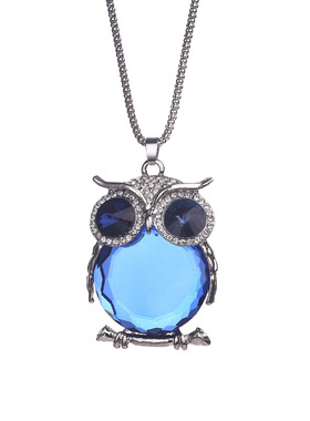 厂家直销韩版水晶猫头鹰长款时尚毛衣链项链女