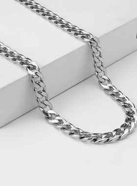 不绣钢NK链男士古巴项链304钛钢颈链女hiphop欧美嘻哈diy饰品配件